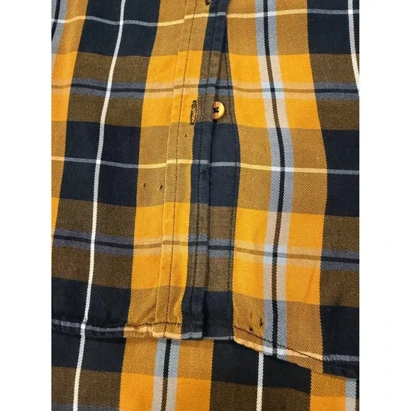 Billy T Plaid Shirt Mustard Black Fall Grunge Casual Lightweight XL - Picture 8 of 12